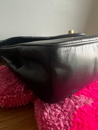 Chanel Black Lambskin Jumbo Horizontal Flap Series 2