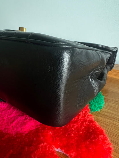 Chanel Black Lambskin Jumbo Horizontal Flap Series 2