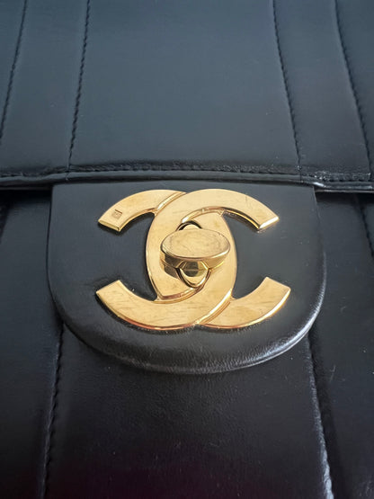Chanel Black Lambskin Jumbo Horizontal Flap Series 2