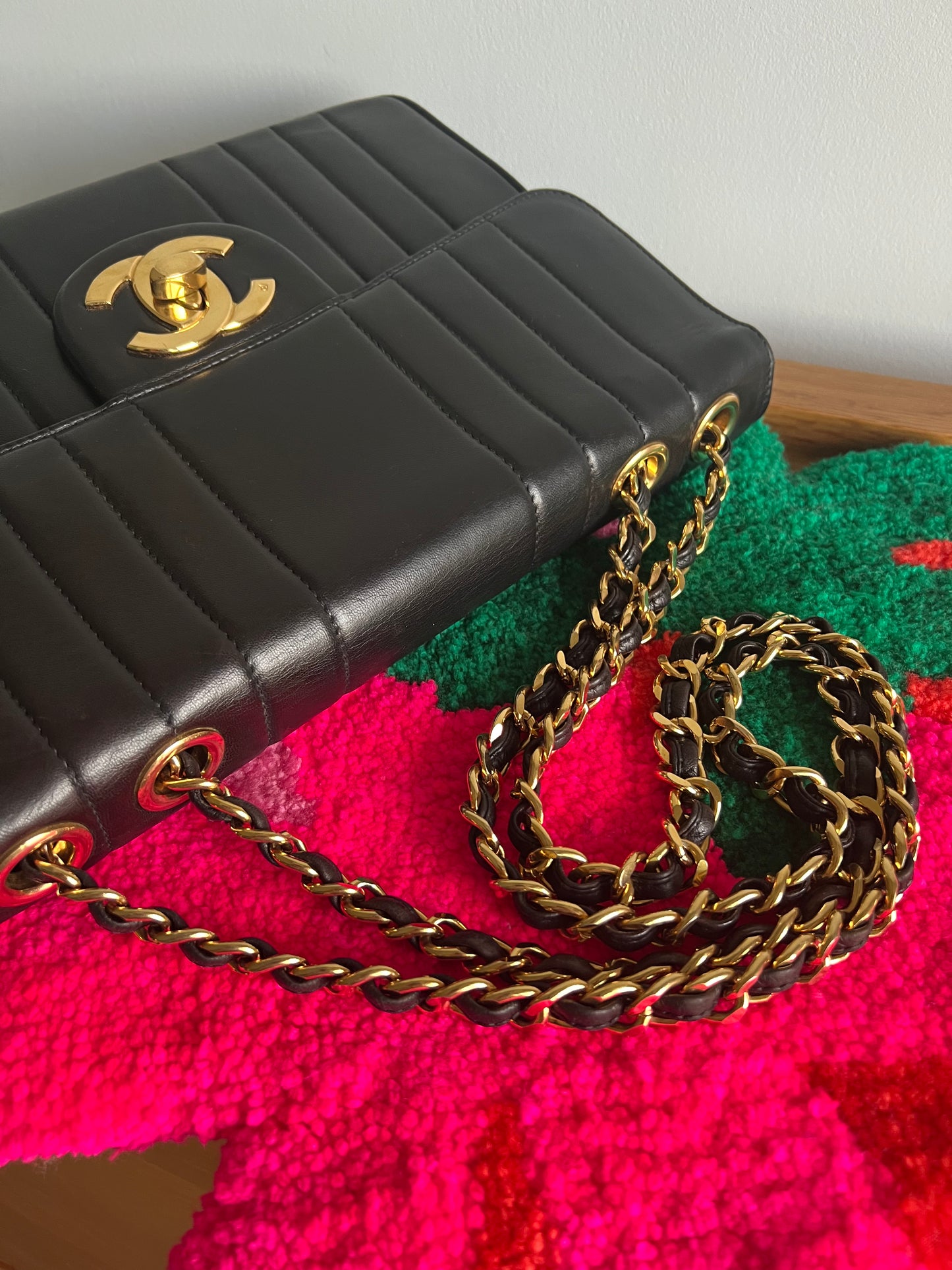 Chanel Black Lambskin Jumbo Horizontal Flap Series 2