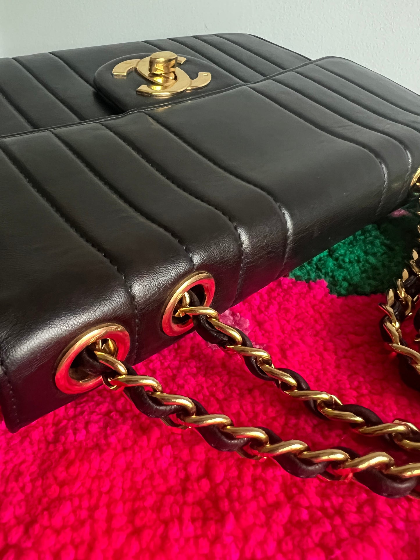 Chanel Black Lambskin Jumbo Horizontal Flap Series 2