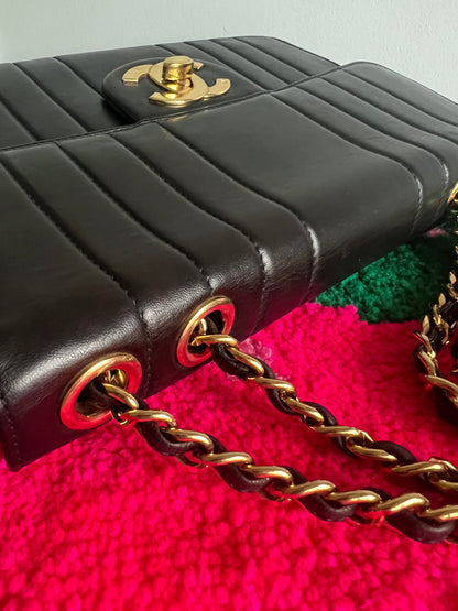 Chanel Black Lambskin Jumbo Horizontal Flap Series 2
