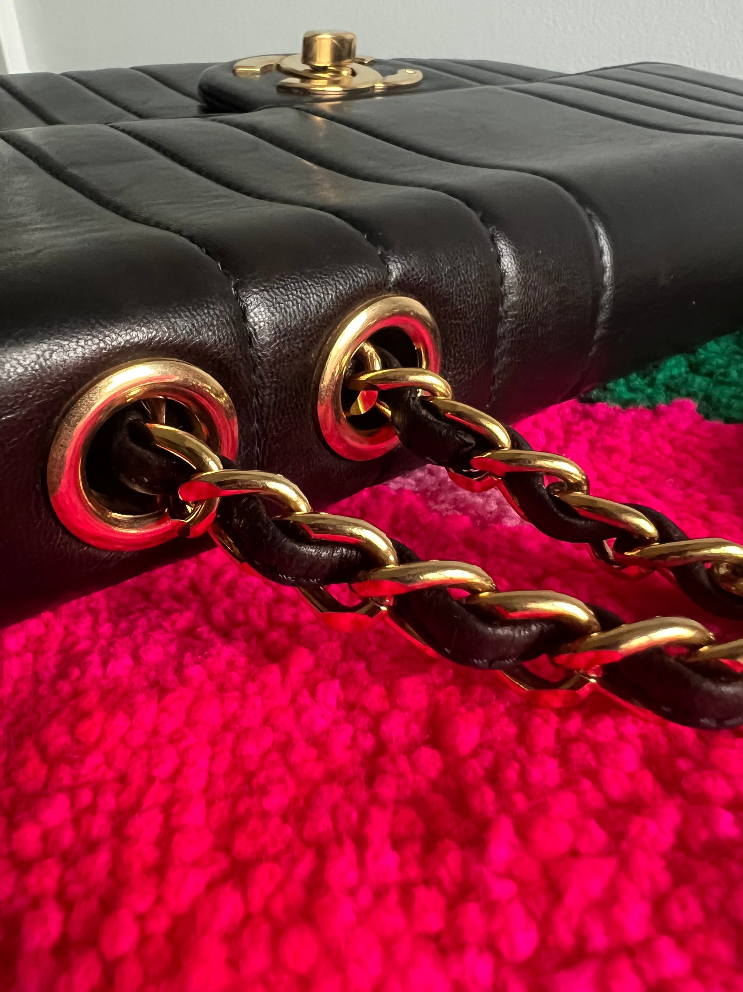 Chanel Black Lambskin Jumbo Horizontal Flap Series 2
