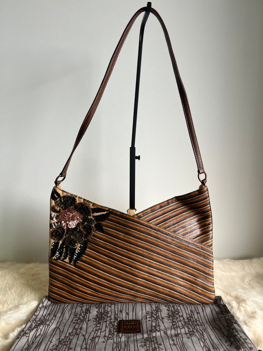 Jamin Puech Leather Striped Sequin Floral Cross body bag