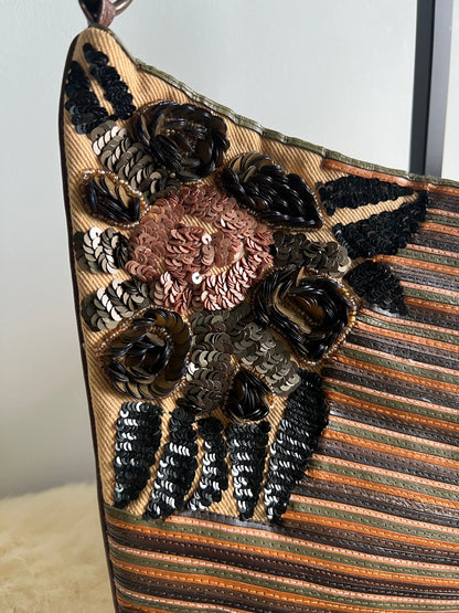 Jamin Puech Leather Striped Sequin Floral Cross body bag