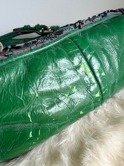 Jamin Puech Medium Sized Green Leather and Iridescent Beading