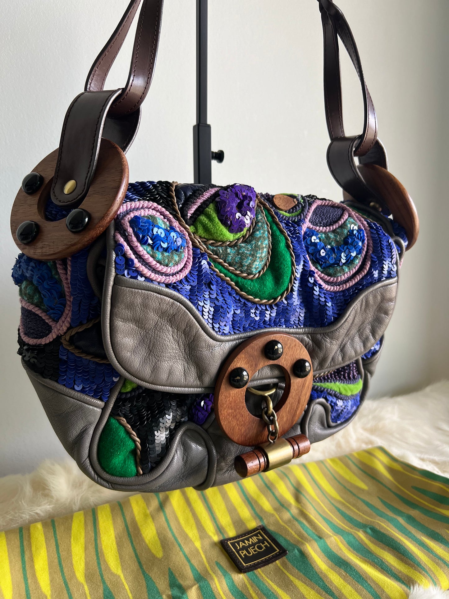 Jamin Puech Large Shoulder bag in Grey/Green/Purple/Blue