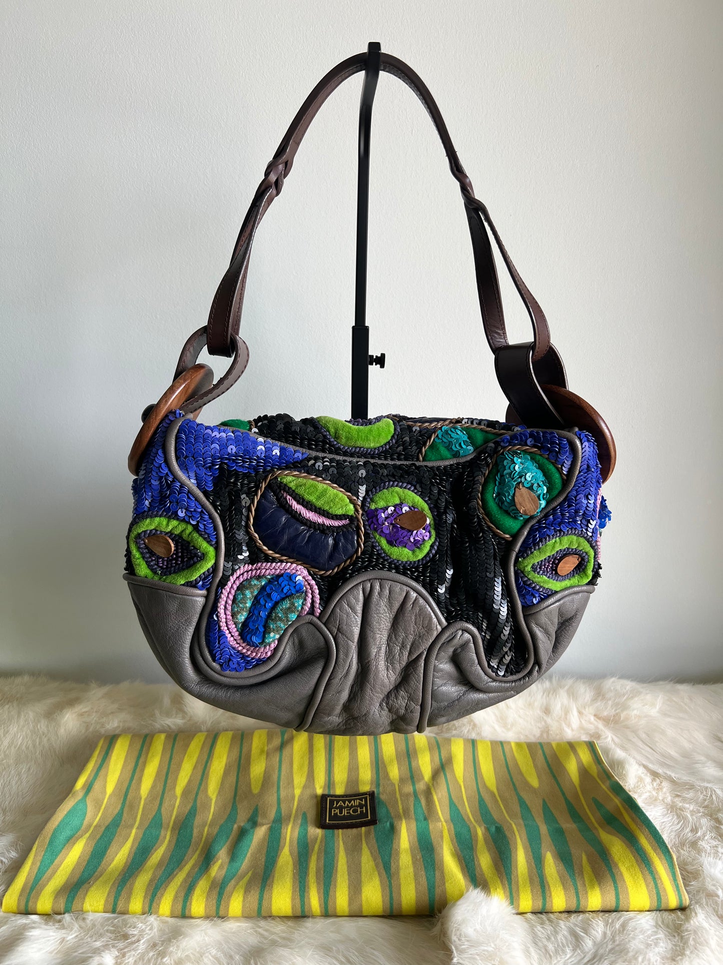 Jamin Puech Large Shoulder bag in Grey/Green/Purple/Blue