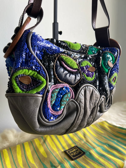 Jamin Puech Large Shoulder bag in Grey/Green/Purple/Blue