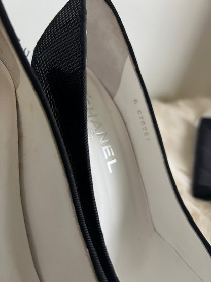 Chanel Sequin and Patent Leather Pumps Size 38C