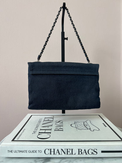 Chanel Chocolate Bar Denim Re-issue 2.55 Flap Shoulder Bag with Ruthenium Hardware Series 6 RARE