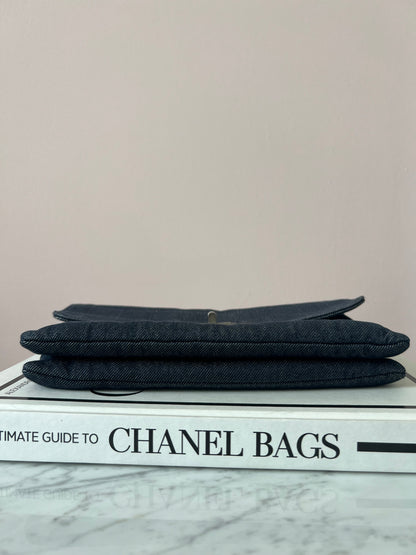 Chanel Chocolate Bar Denim Re-issue 2.55 Flap Shoulder Bag with Ruthenium Hardware Series 6 RARE
