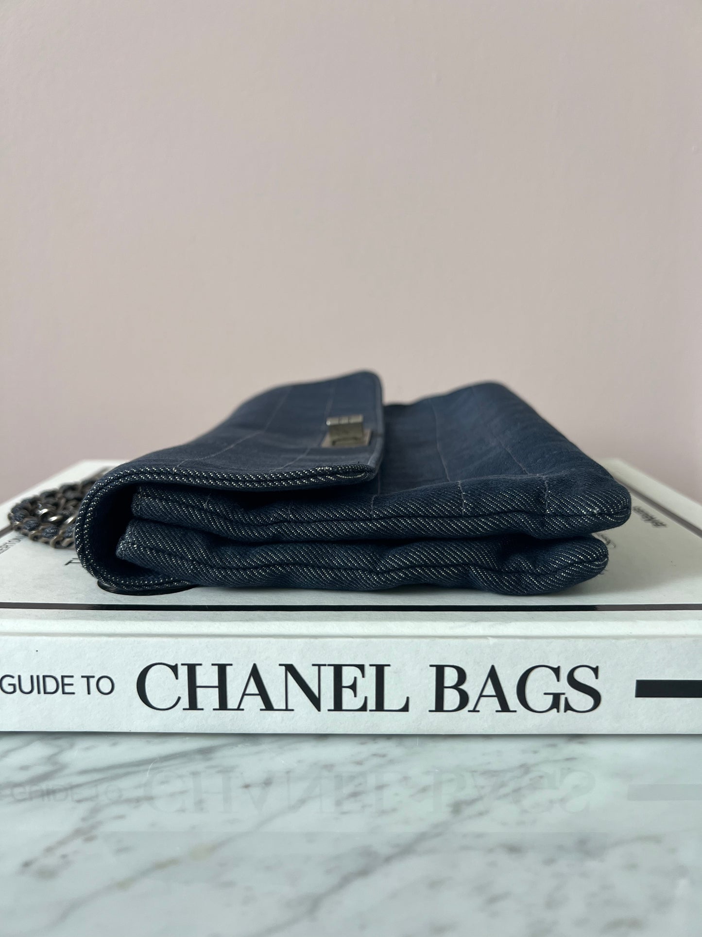 Chanel Chocolate Bar Denim Re-issue 2.55 Flap Shoulder Bag with Ruthenium Hardware Series 6 RARE