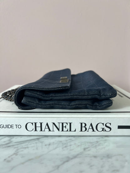 Chanel Chocolate Bar Denim Re-issue 2.55 Flap Shoulder Bag with Ruthenium Hardware Series 6 RARE