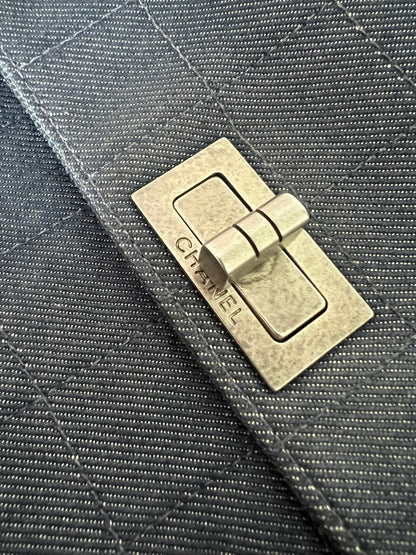 Chanel Chocolate Bar Denim Re-issue 2.55 Flap Shoulder Bag with Ruthenium Hardware Series 6 RARE
