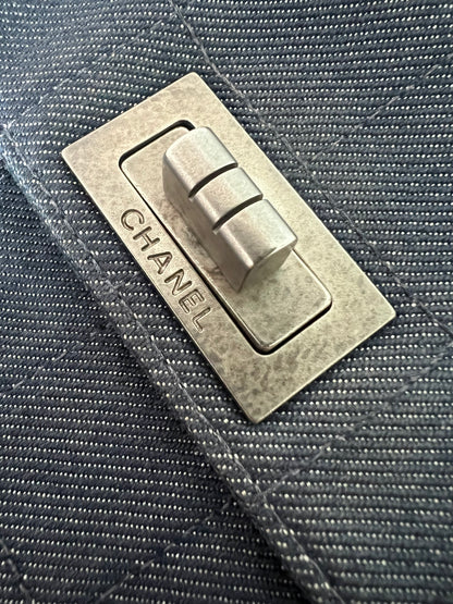 Chanel Chocolate Bar Denim Re-issue 2.55 Flap Shoulder Bag with Ruthenium Hardware Series 6 RARE
