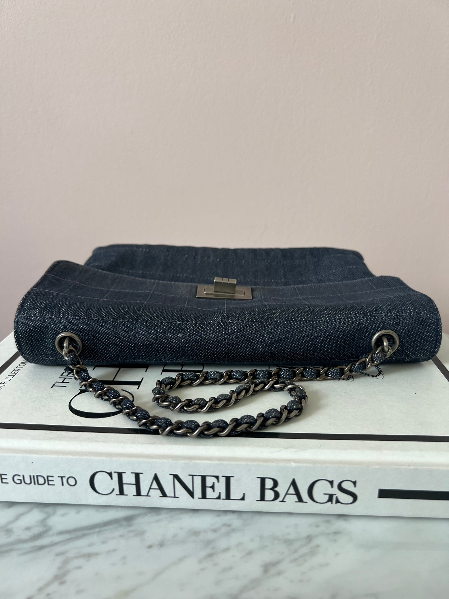 Chanel Chocolate Bar Denim Re-issue 2.55 Flap Shoulder Bag with Ruthenium Hardware Series 6 RARE
