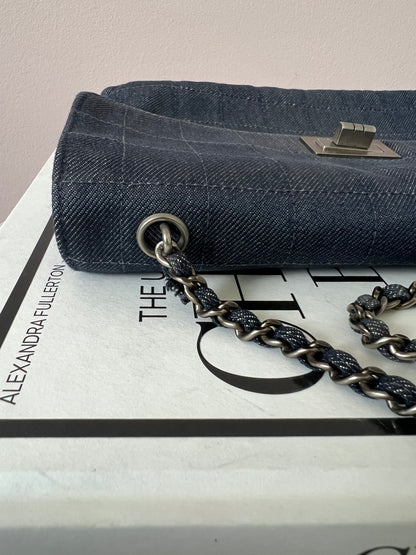 Chanel Chocolate Bar Denim Re-issue 2.55 Flap Shoulder Bag with Ruthenium Hardware Series 6 RARE