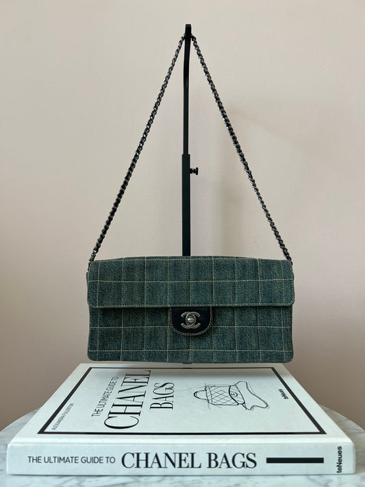 Chanel Chocolate Bar Chain Shoulder Bag in Denim with Ruthenium Hardware Series 6 RARE