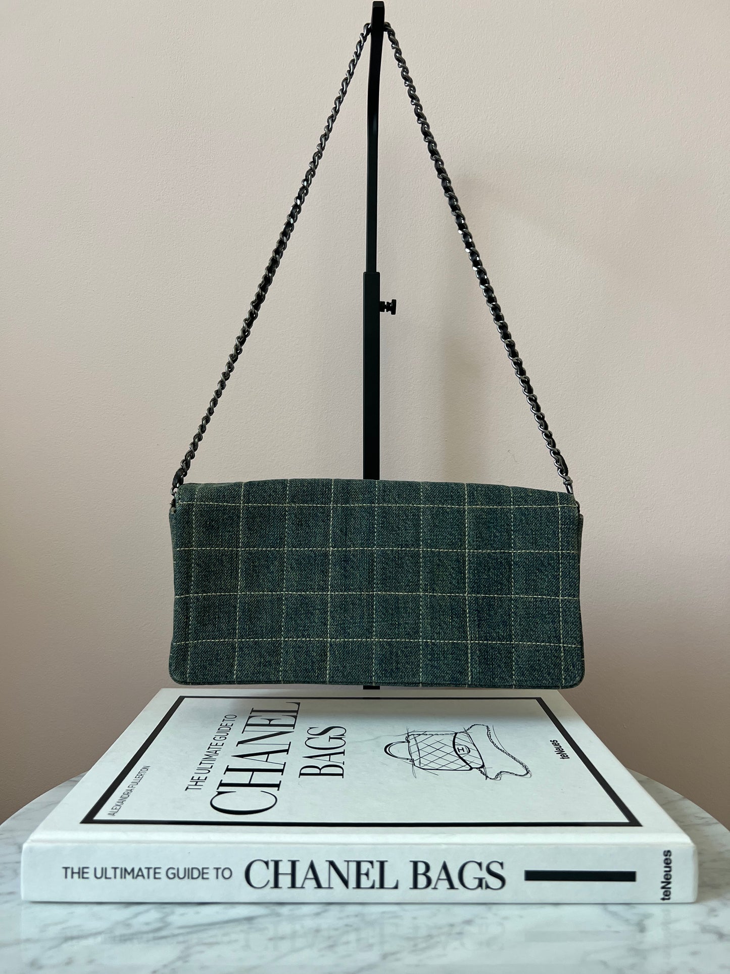 Chanel Chocolate Bar Chain Shoulder Bag in Denim with Ruthenium Hardware Series 6 RARE