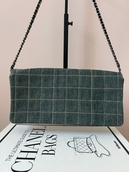 Chanel Chocolate Bar Chain Shoulder Bag in Denim with Ruthenium Hardware Series 6 RARE