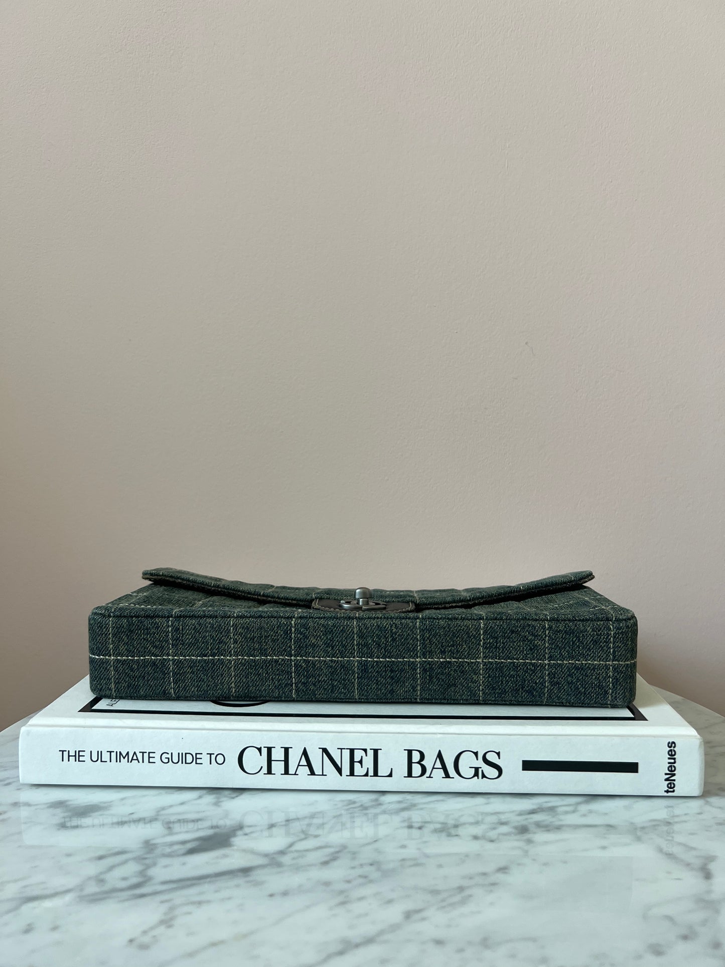 Chanel Chocolate Bar Chain Shoulder Bag in Denim with Ruthenium Hardware Series 6 RARE