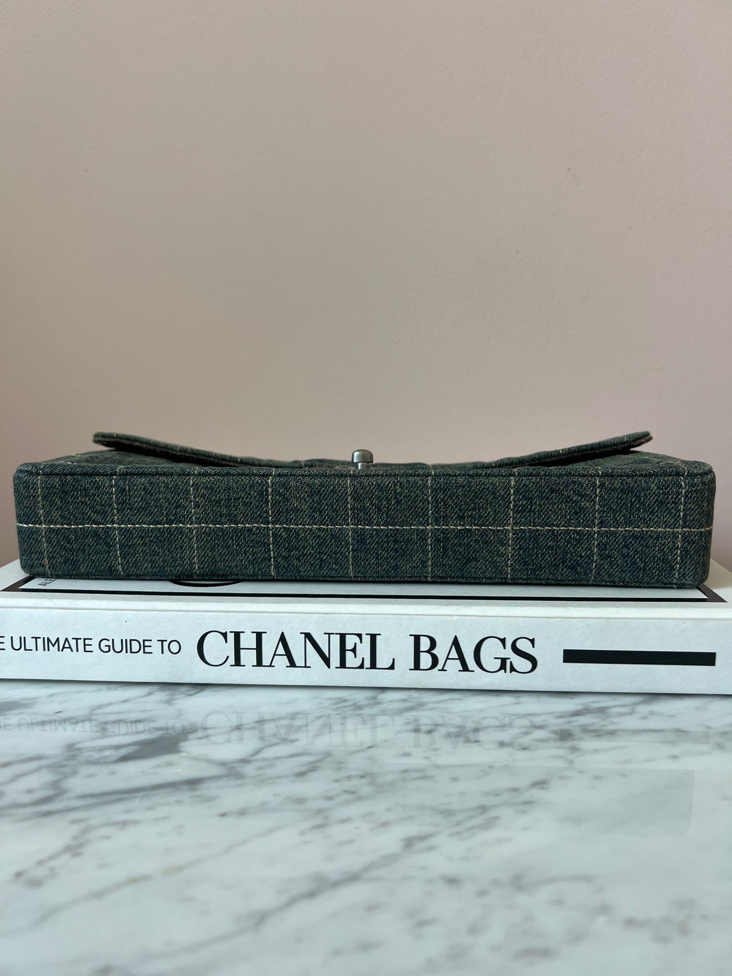 Chanel Chocolate Bar Chain Shoulder Bag in Denim with Ruthenium Hardware Series 6 RARE