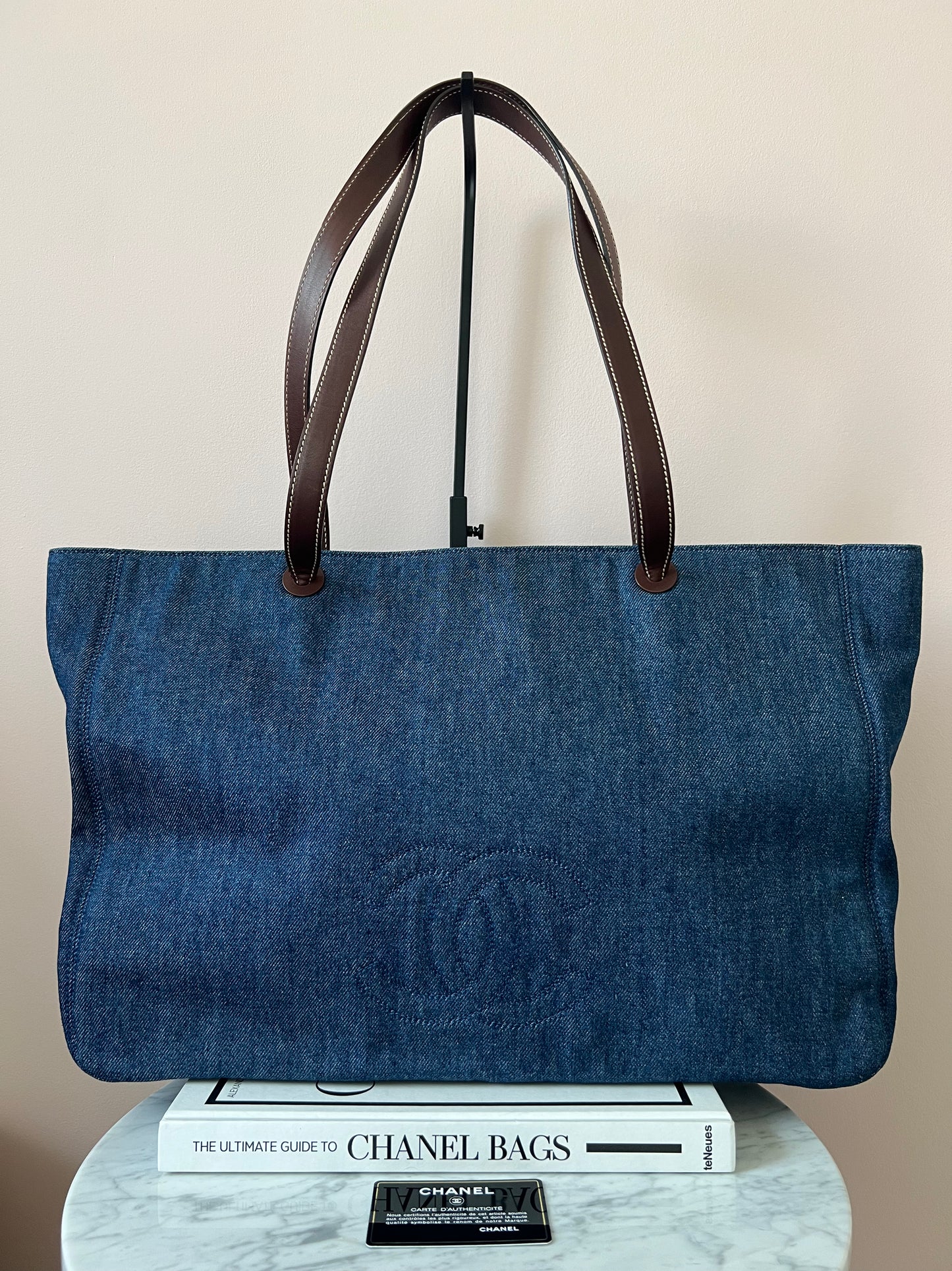 Chanel Jumbo Denim Tote with Leather Handles 5 Series Full Set- RARE