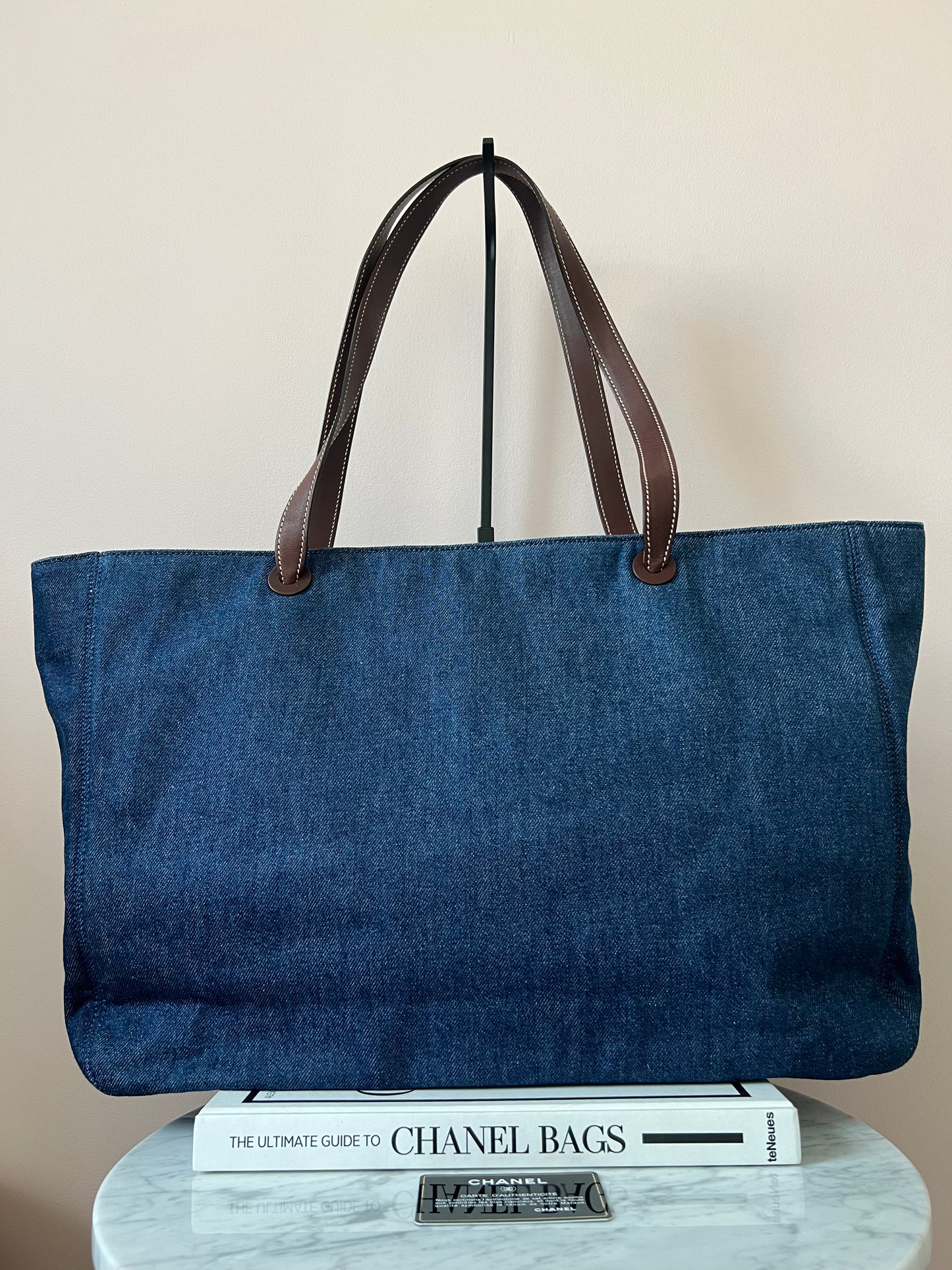Chanel Jumbo Denim Tote with Leather Handles 5 Series Full Set- RARE