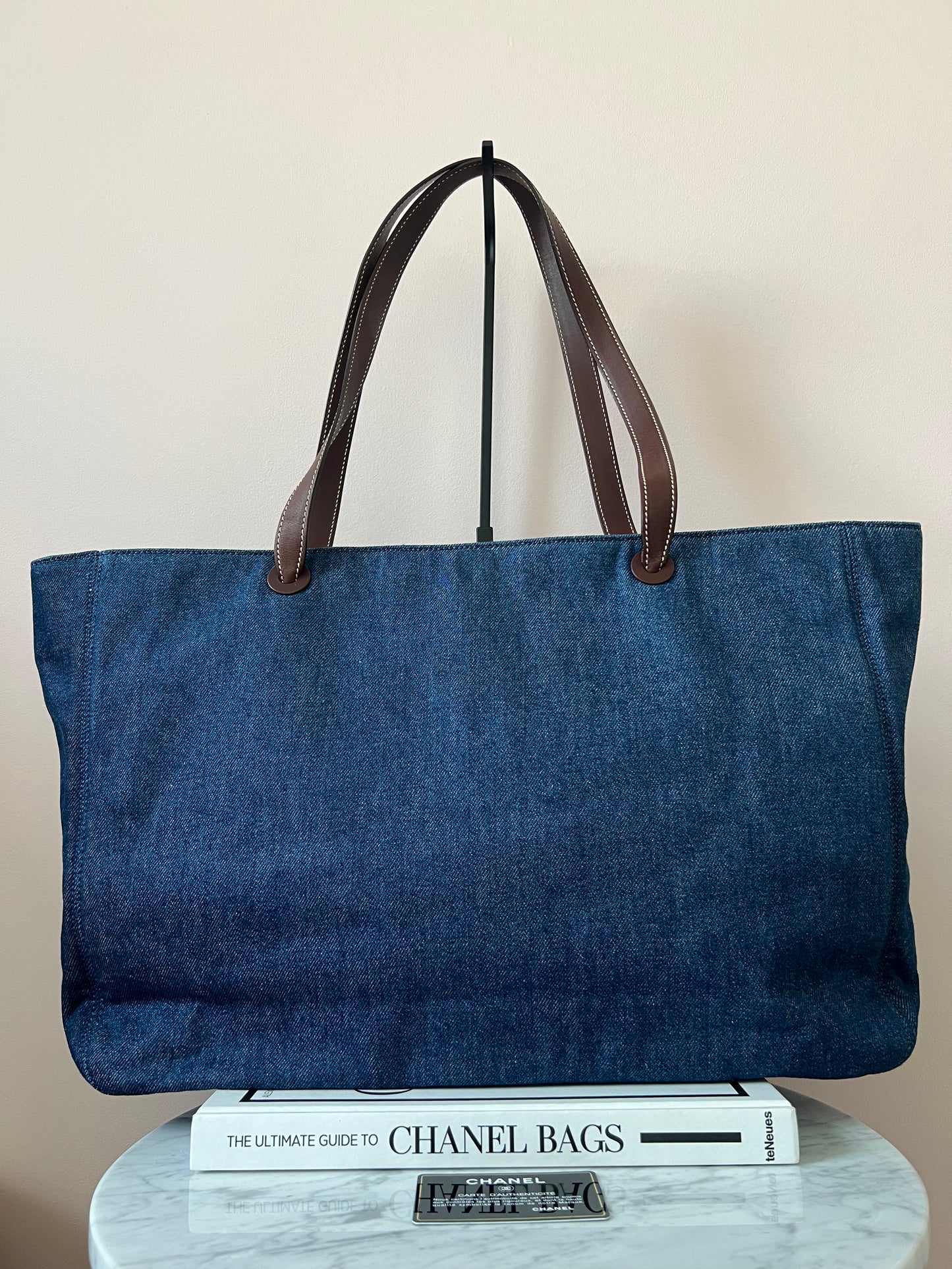 Chanel Jumbo Denim Tote with Leather Handles 5 Series Full Set- RARE