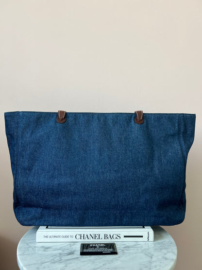 Chanel Jumbo Denim Tote with Leather Handles 5 Series Full Set- RARE