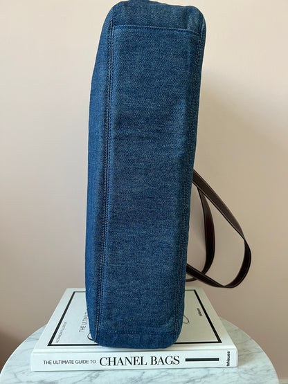 Chanel Jumbo Denim Tote with Leather Handles 5 Series Full Set- RARE