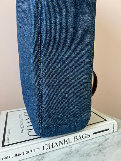 Chanel Jumbo Denim Tote with Leather Handles 5 Series Full Set- RARE