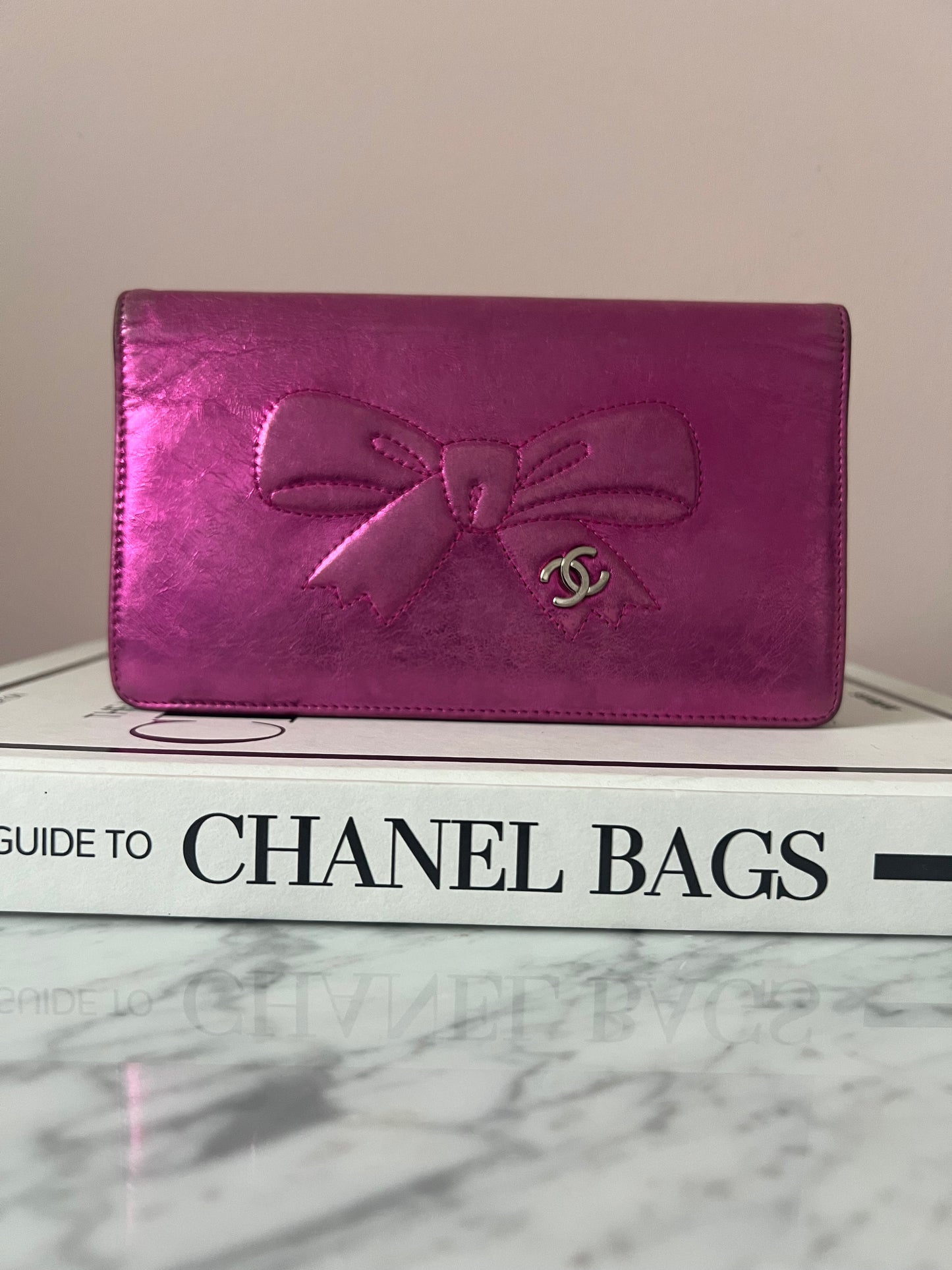 Chanel Metallic Fuchsia Treasure Bow Wallet 12 Series