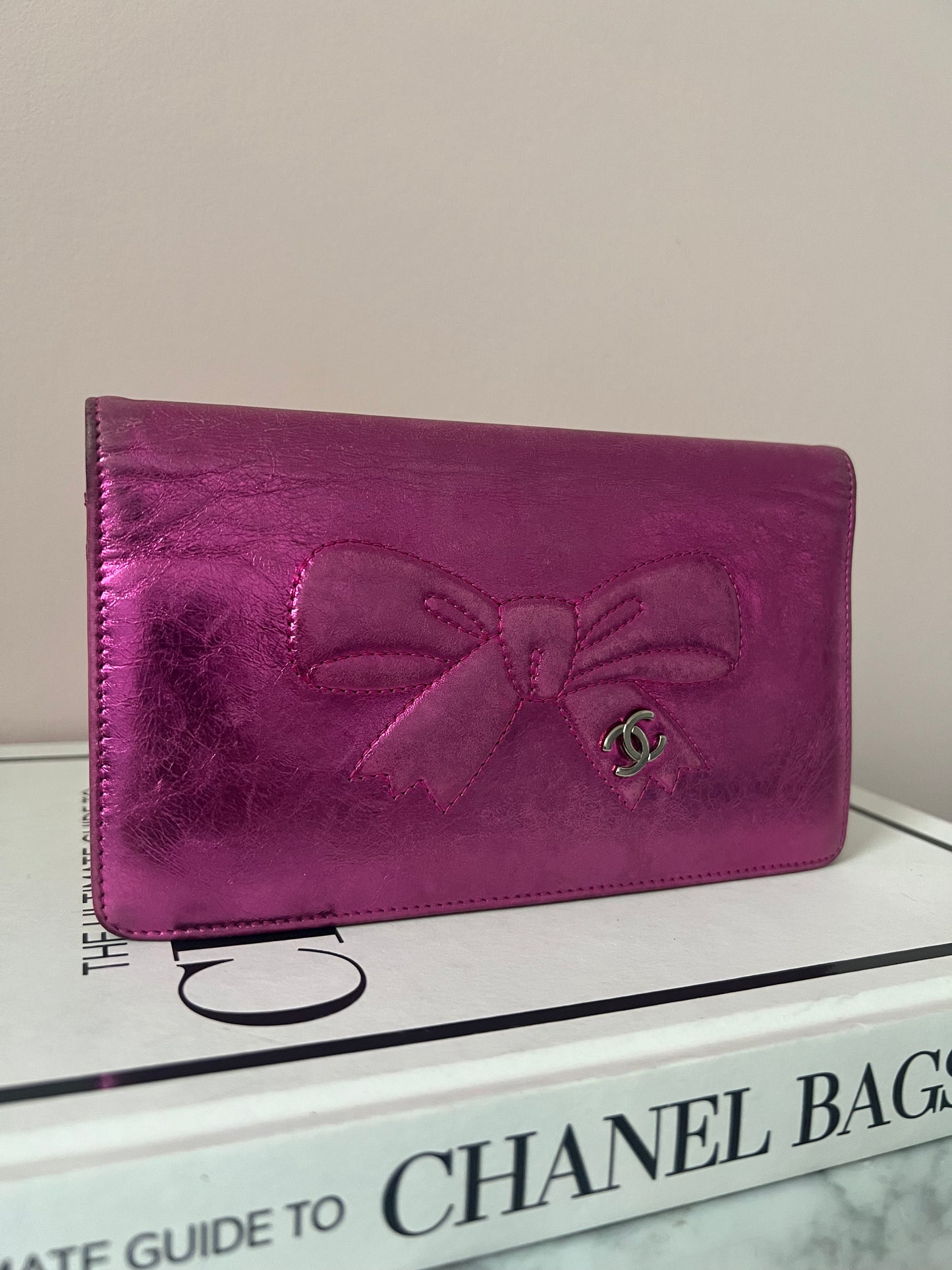 Chanel Metallic Fuchsia Treasure Bow Wallet 12 Series