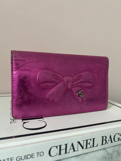 Chanel Metallic Fuchsia Treasure Bow Wallet 12 Series