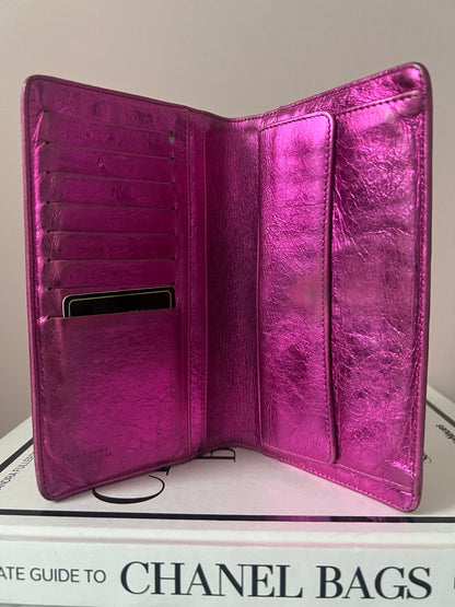 Chanel Metallic Fuchsia Treasure Bow Wallet 12 Series