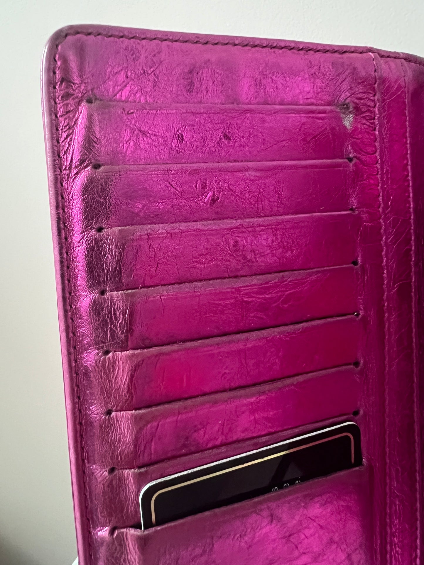 Chanel Metallic Fuchsia Treasure Bow Wallet 12 Series