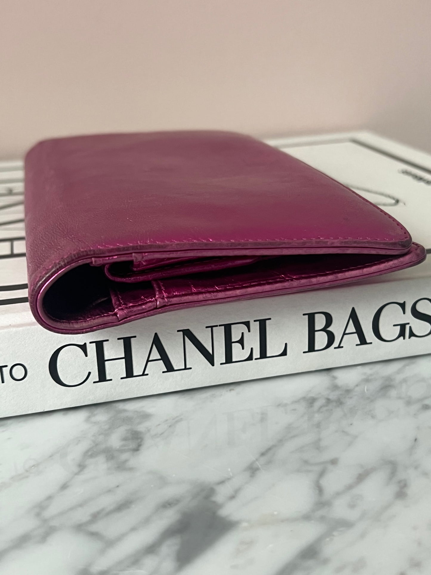 Chanel Metallic Fuchsia Treasure Bow Wallet 12 Series