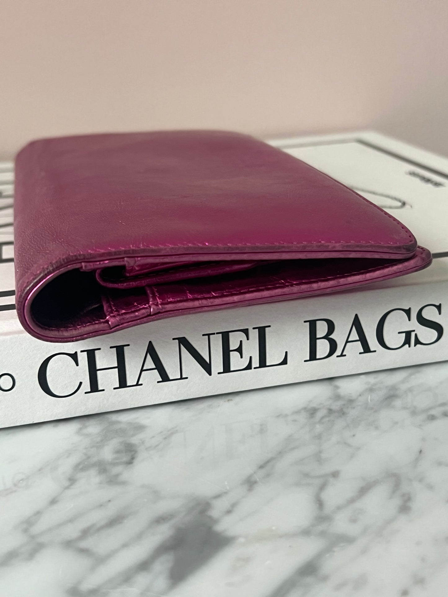 Chanel Metallic Fuchsia Treasure Bow Wallet 12 Series
