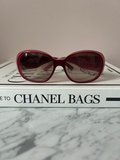 Chanel 5113 Pink and Burgundy 3D Camellia Sunglasses
