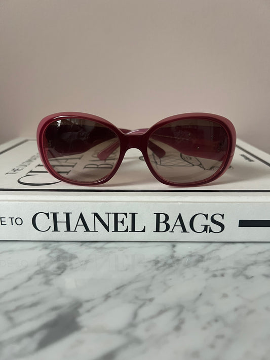 Chanel 5113 Pink and Burgundy 3D Camellia Sunglasses