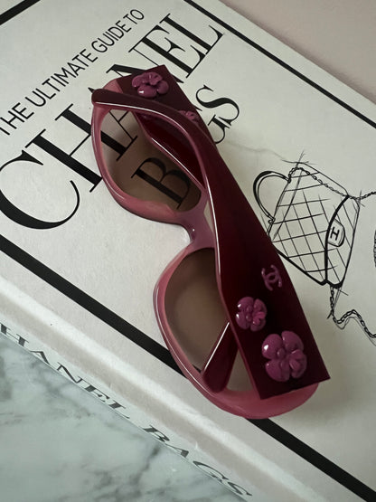 Chanel 5113 Pink and Burgundy 3D Camellia Sunglasses
