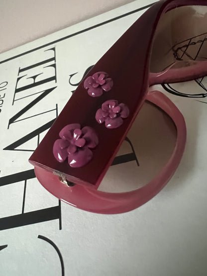 Chanel 5113 Pink and Burgundy 3D Camellia Sunglasses