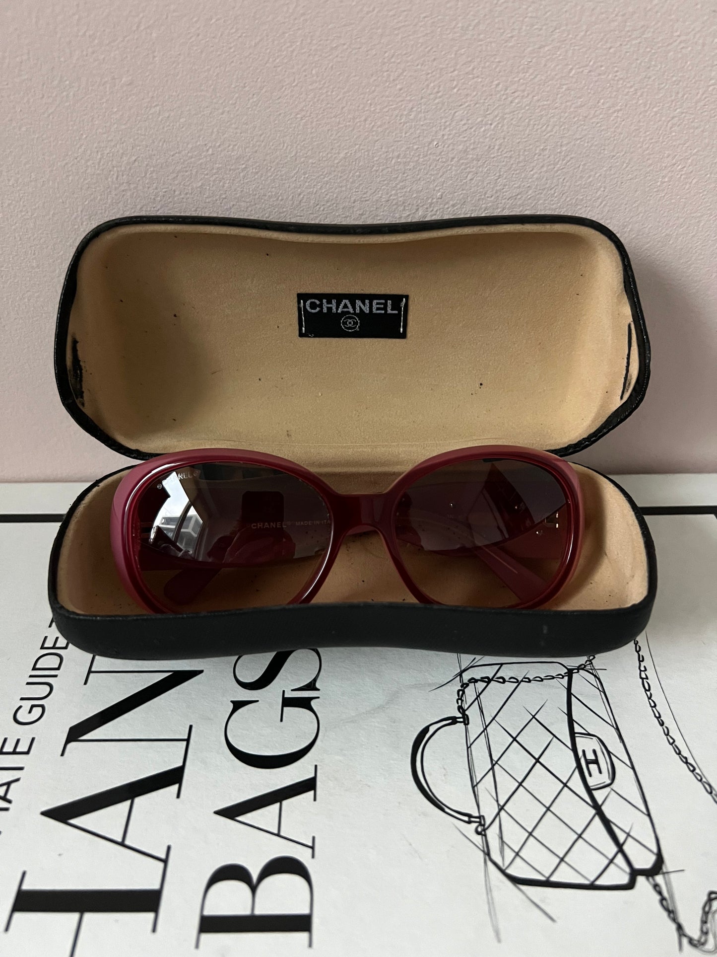 Chanel 5113 Pink and Burgundy 3D Camellia Sunglasses