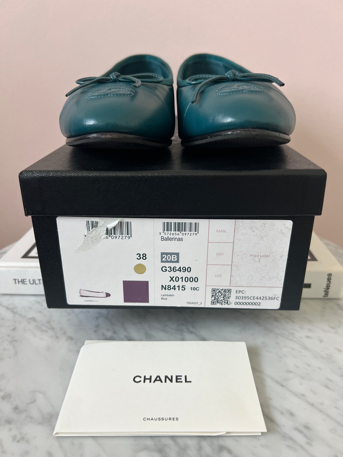 Chanel Limited Edition Cruise 2010 Teal Lambskin Ballet Flats Women's Size 38C