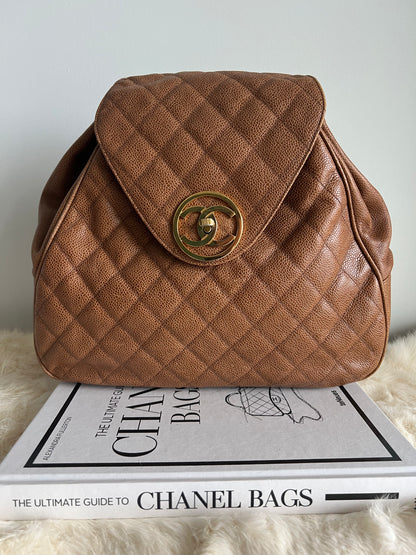 Chanel Vintage Cognac/Caramel Caviar Back Pack Series 1 - RARE