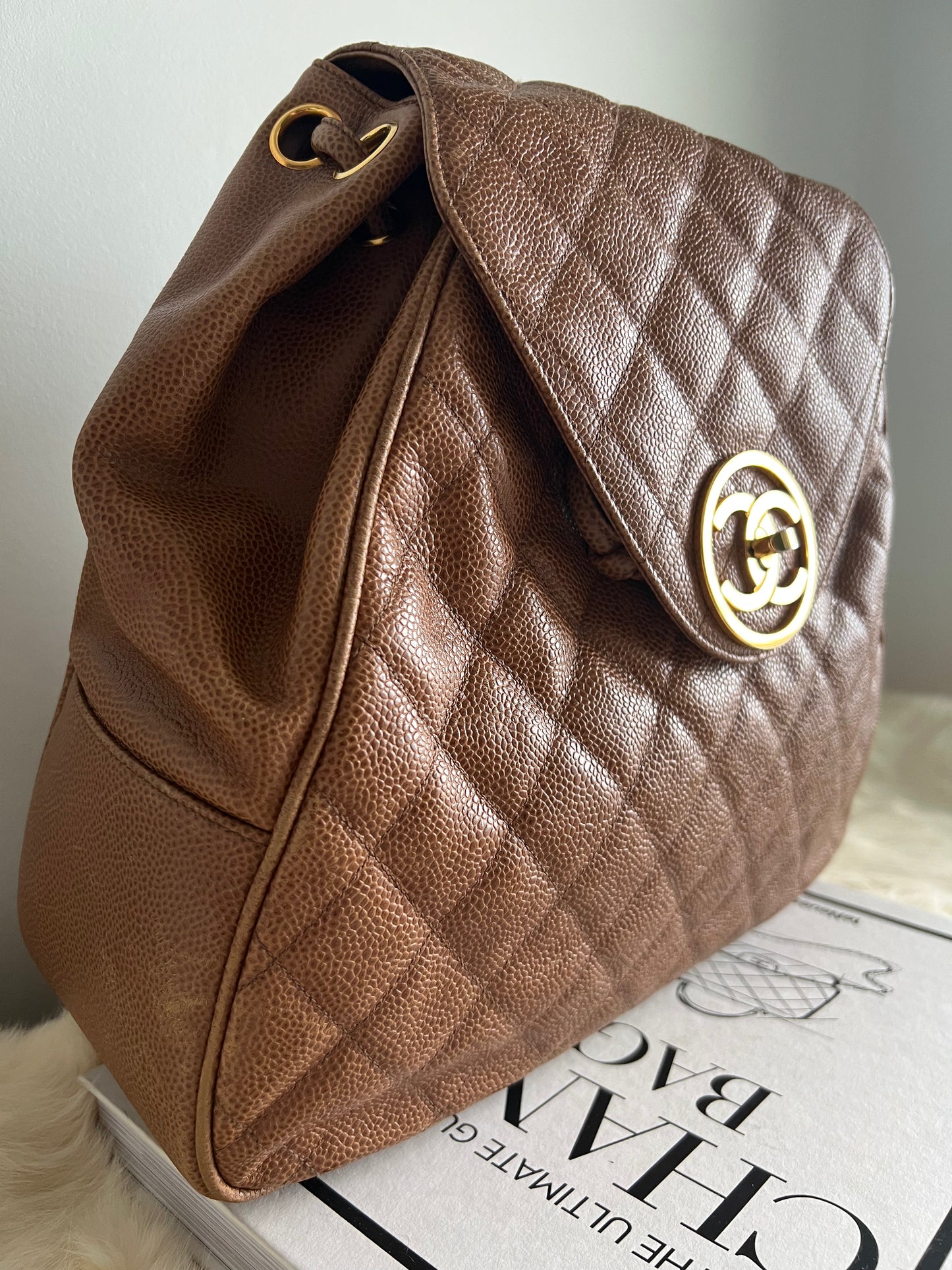 Chanel Vintage Cognac/Caramel Caviar Back Pack Series 1 - RARE