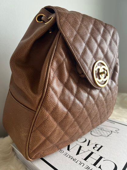 Chanel Vintage Cognac/Caramel Caviar Back Pack Series 1 - RARE