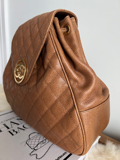Chanel Vintage Cognac/Caramel Caviar Back Pack Series 1 - RARE